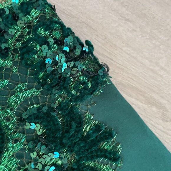 Victor Costa Women Cropped Suit Jacket Sequined Long Sleeve Open Front Green - Picture 7 of 12